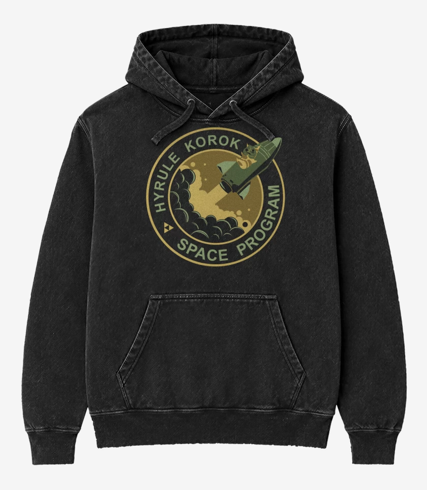 Poleron Canguro Acid Wash Negro de Space Korok