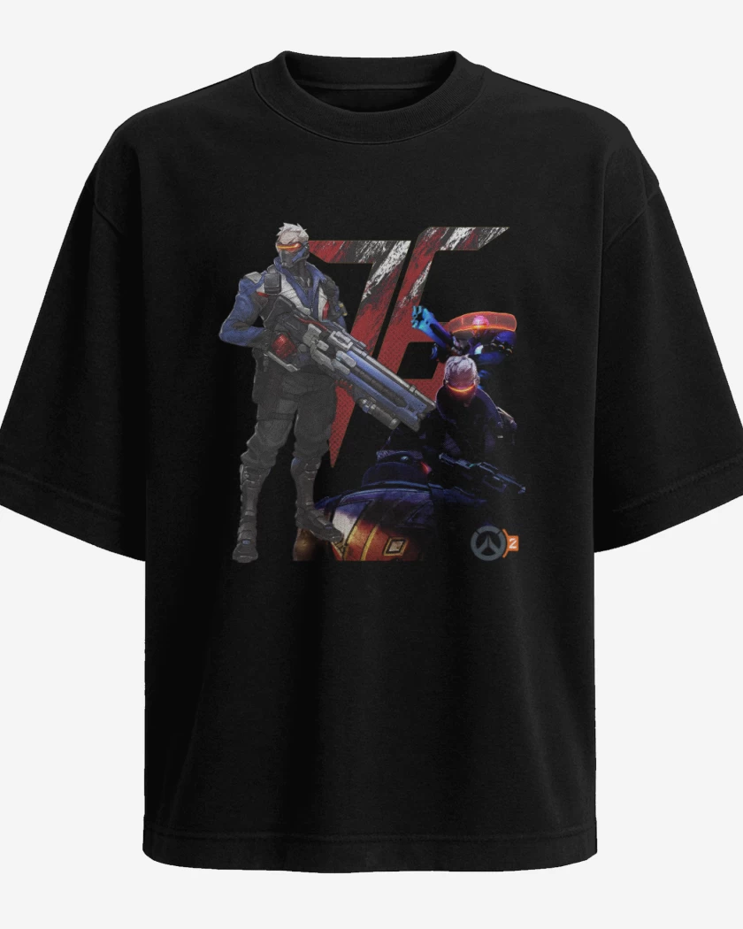 Polera Oversize Negro de Soldier 76