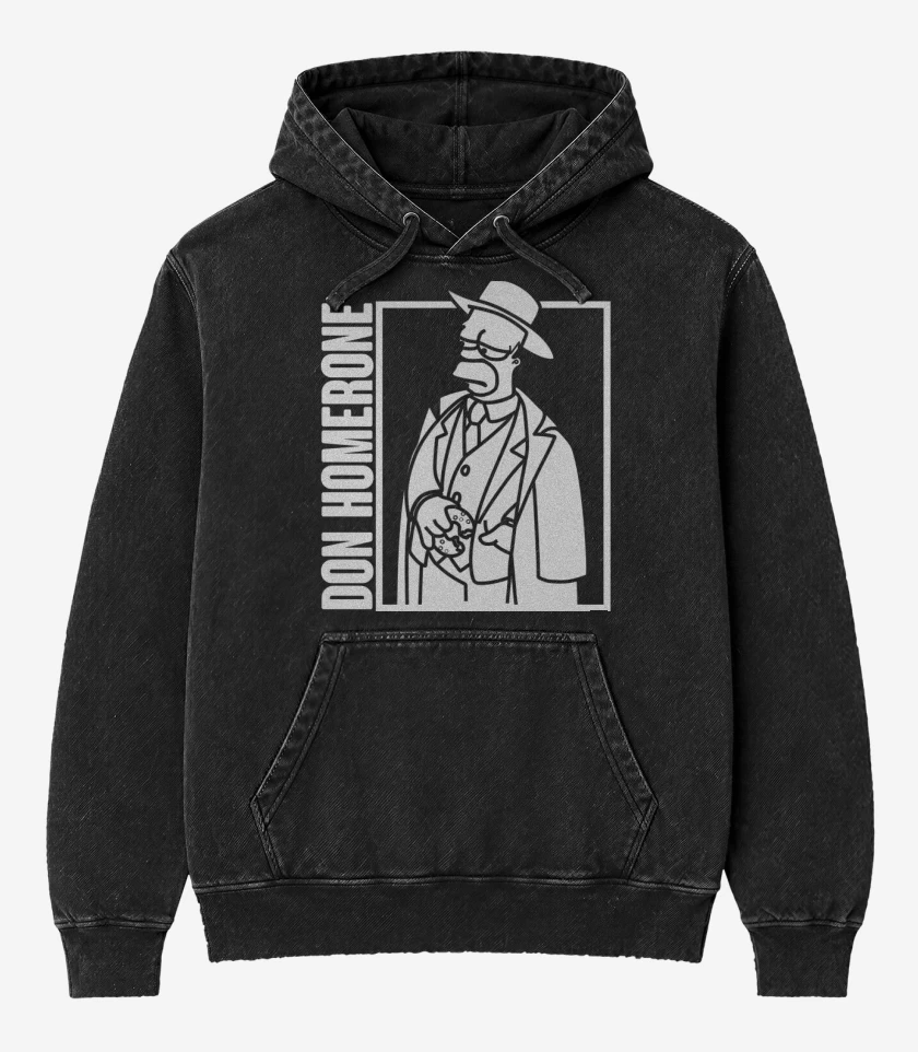 Poleron Canguro Acid Wash Negro de Don Homerone