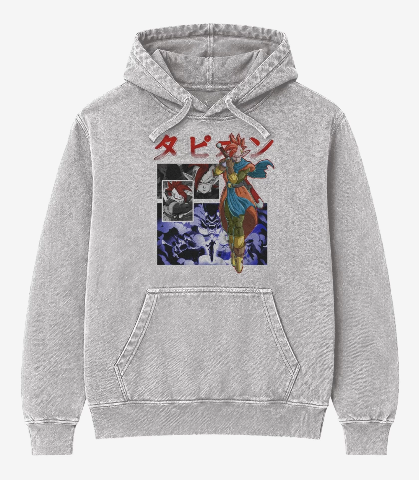 Poleron Canguro Acid Wash Gris Melange de El Tapion