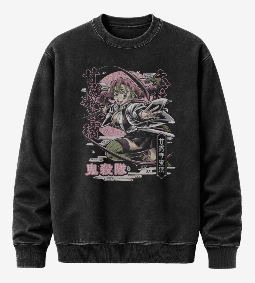 Poleron Polo Acid Wash Negro de Pilar del Amor Kanroji