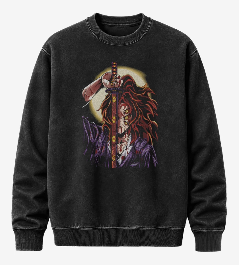 Poleron Polo Acid Wash Negro de Oni Kokushibo