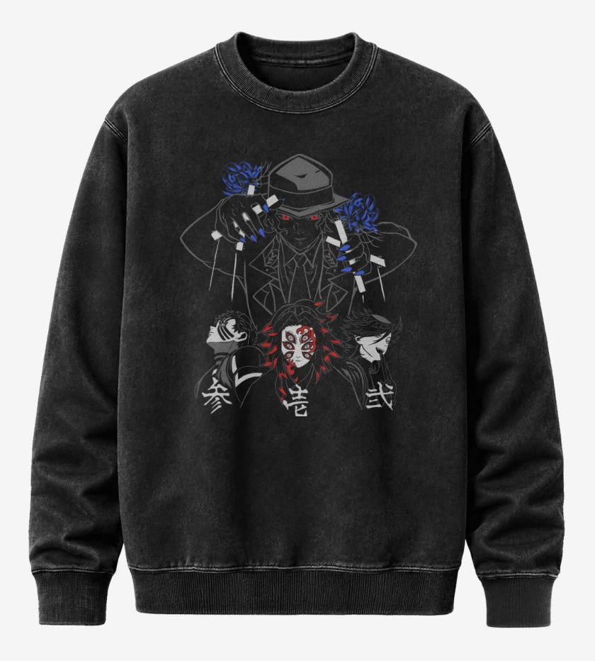 Poleron Polo Acid Wash Negro de Muzan y las Lunas Superiores