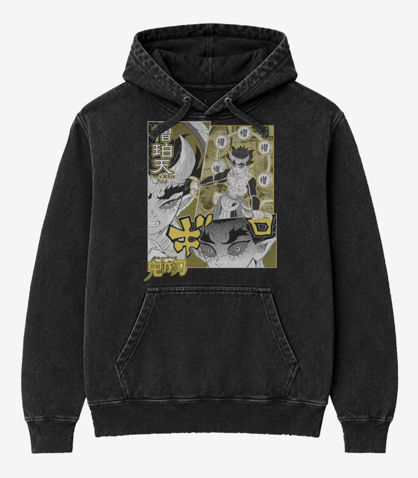 Poleron Canguro Acid Wash Negro de Zohakuten 