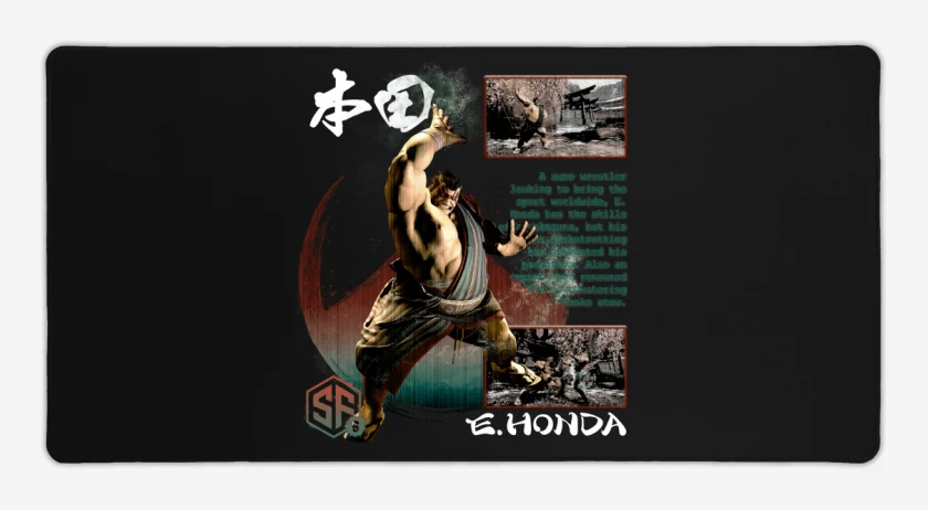 Mouse pad Gamer Negro de SF6 E Honda