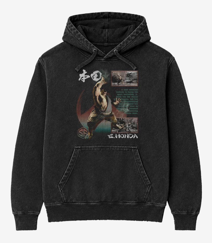 Poleron Canguro Acid Wash Negro de SF6 E Honda