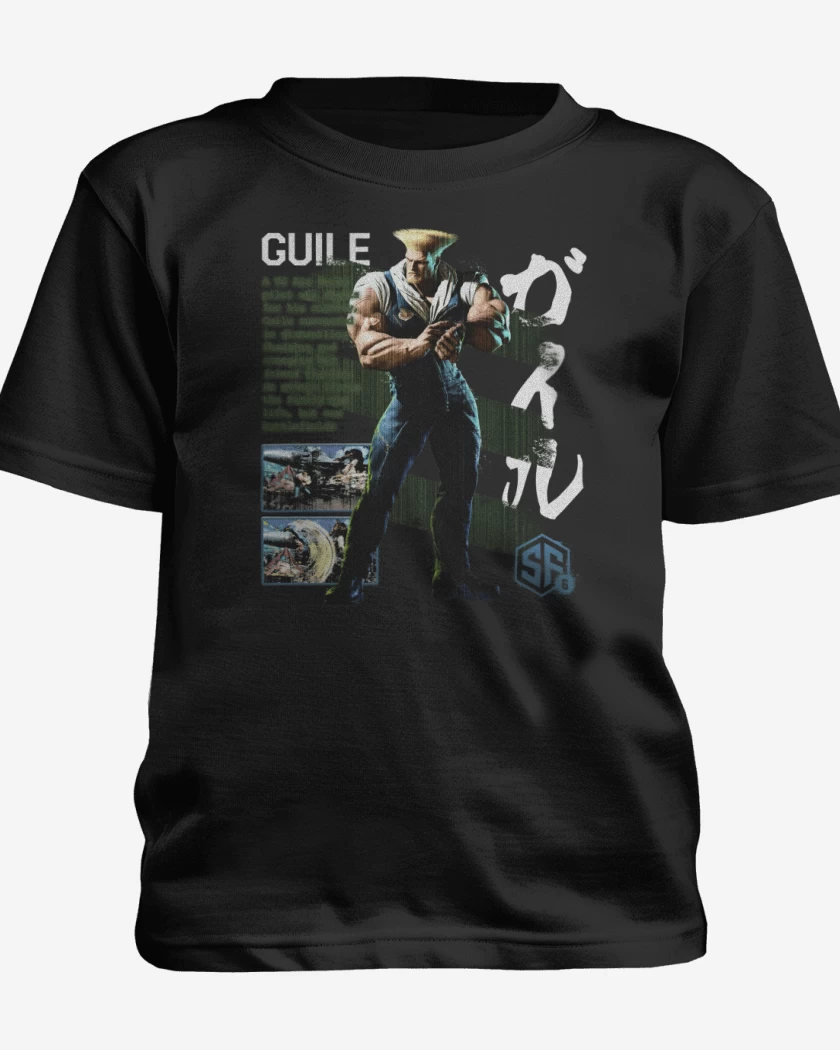 Polera de niño Negro de SF6 Guile