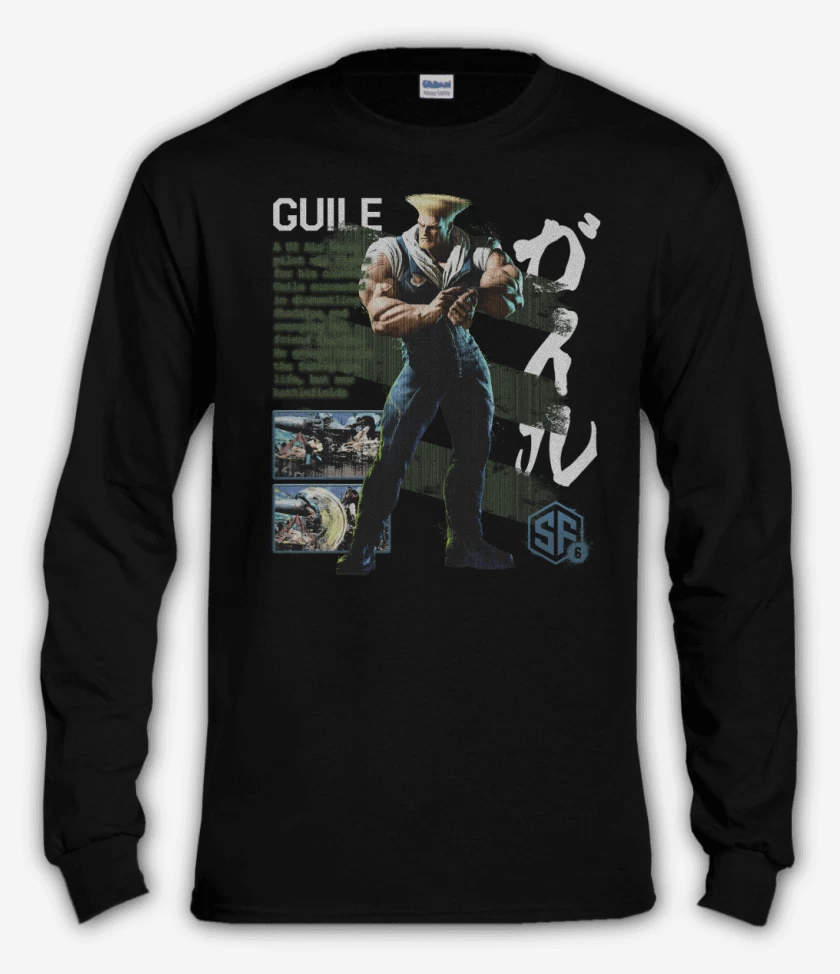 Polera manga larga Negro de SF6 Guile