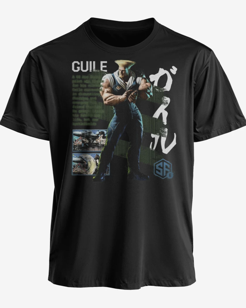 Polera premium Negro de SF6 Guile