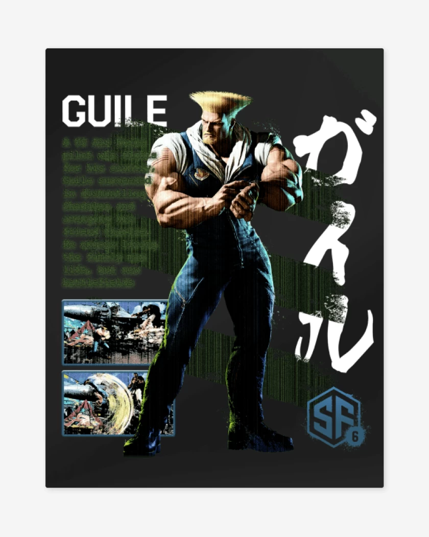 Print metalico Negro de SF6 Guile
