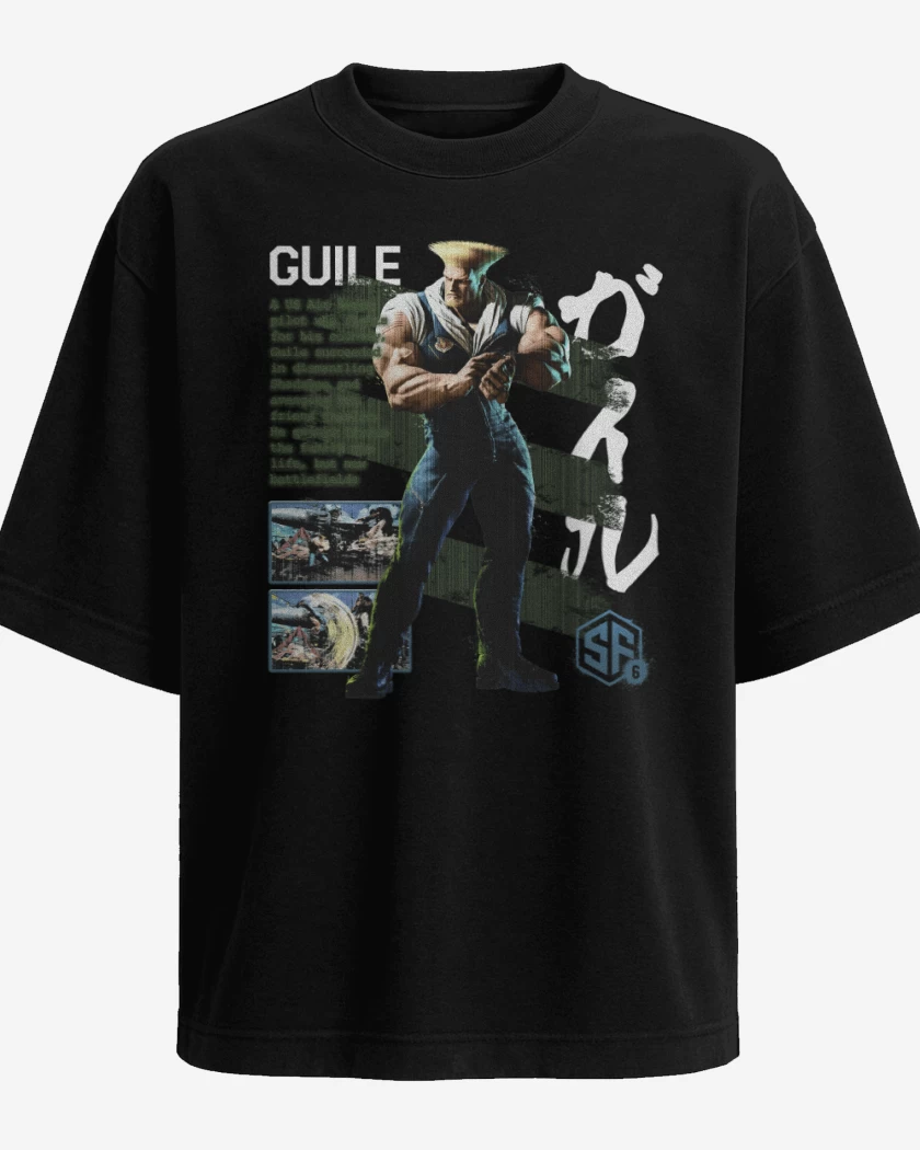 Polera Oversize Negro de SF6 Guile