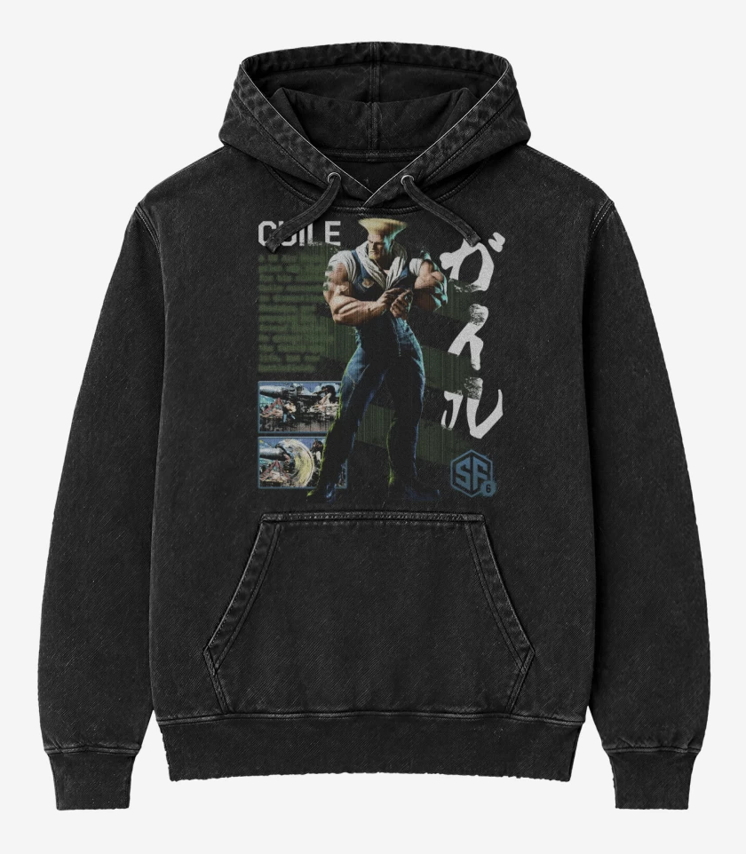 Poleron Canguro Acid Wash Negro de SF6 Guile