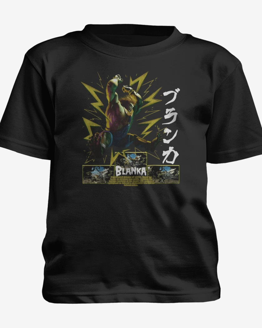 Polera de niño Negro de SF6 Blanka 