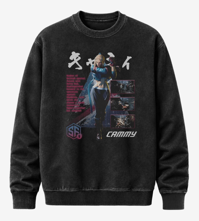 Poleron Polo Acid Wash Negro de SF6 Cammy