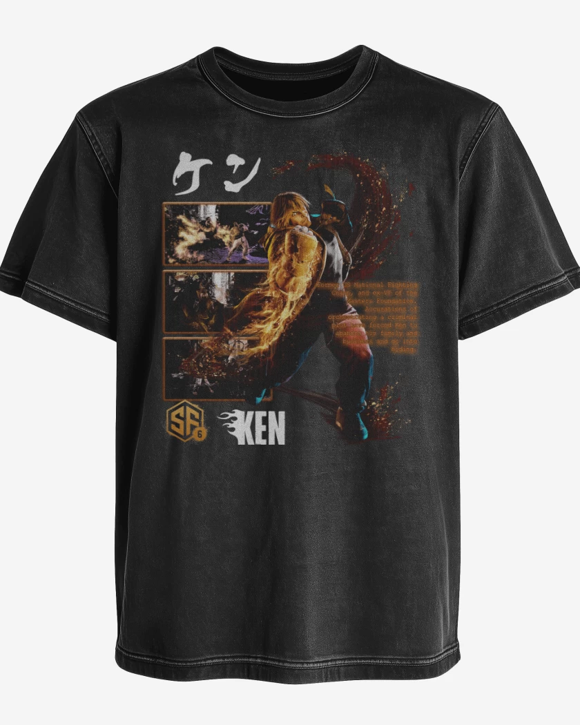 Polera desgastada Negro de SF6 Ken