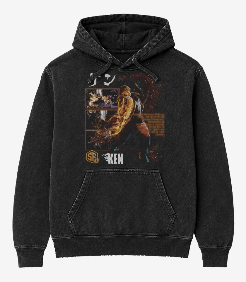 Poleron Canguro Acid Wash Negro de SF6 Ken