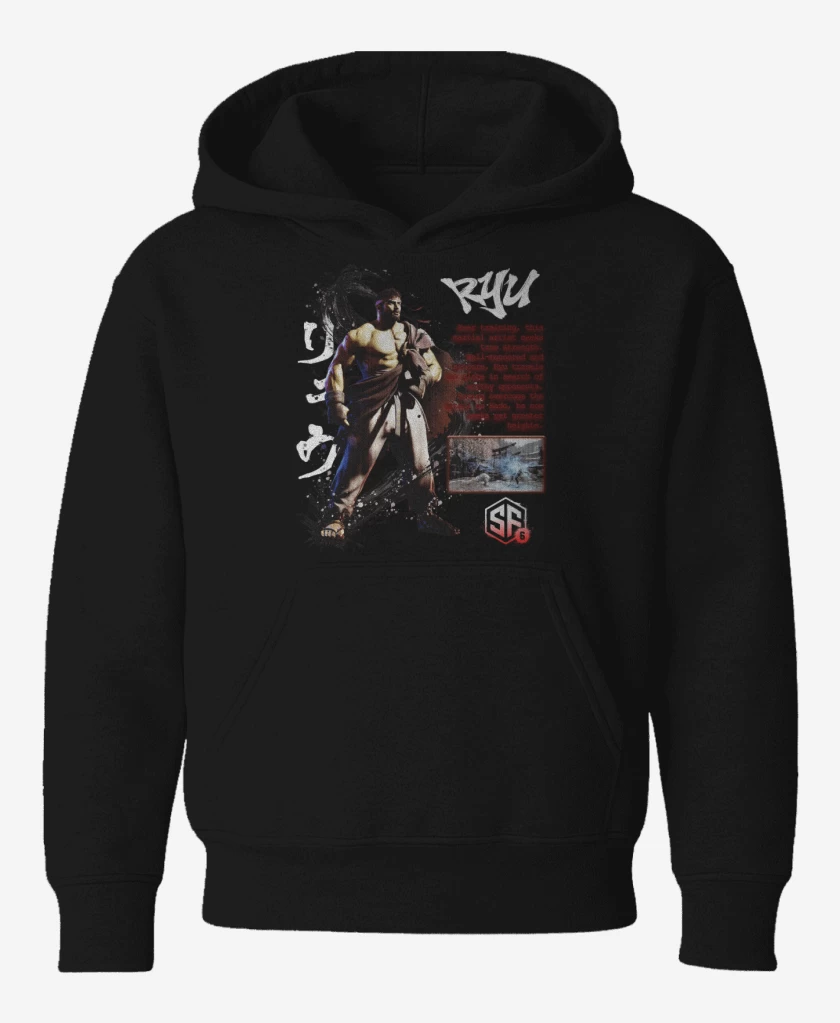Poleron de niño Negro de SF6 Ryu
