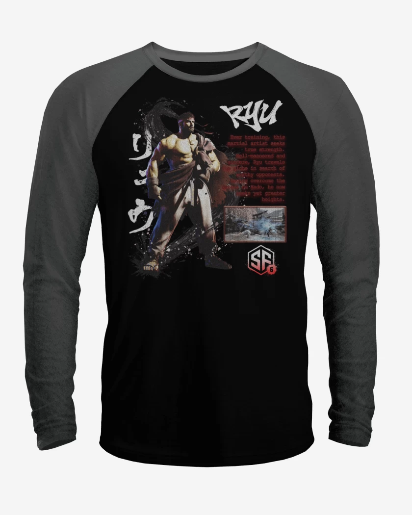 Polera Raglan Negro / Negro Heather de SF6 Ryu
