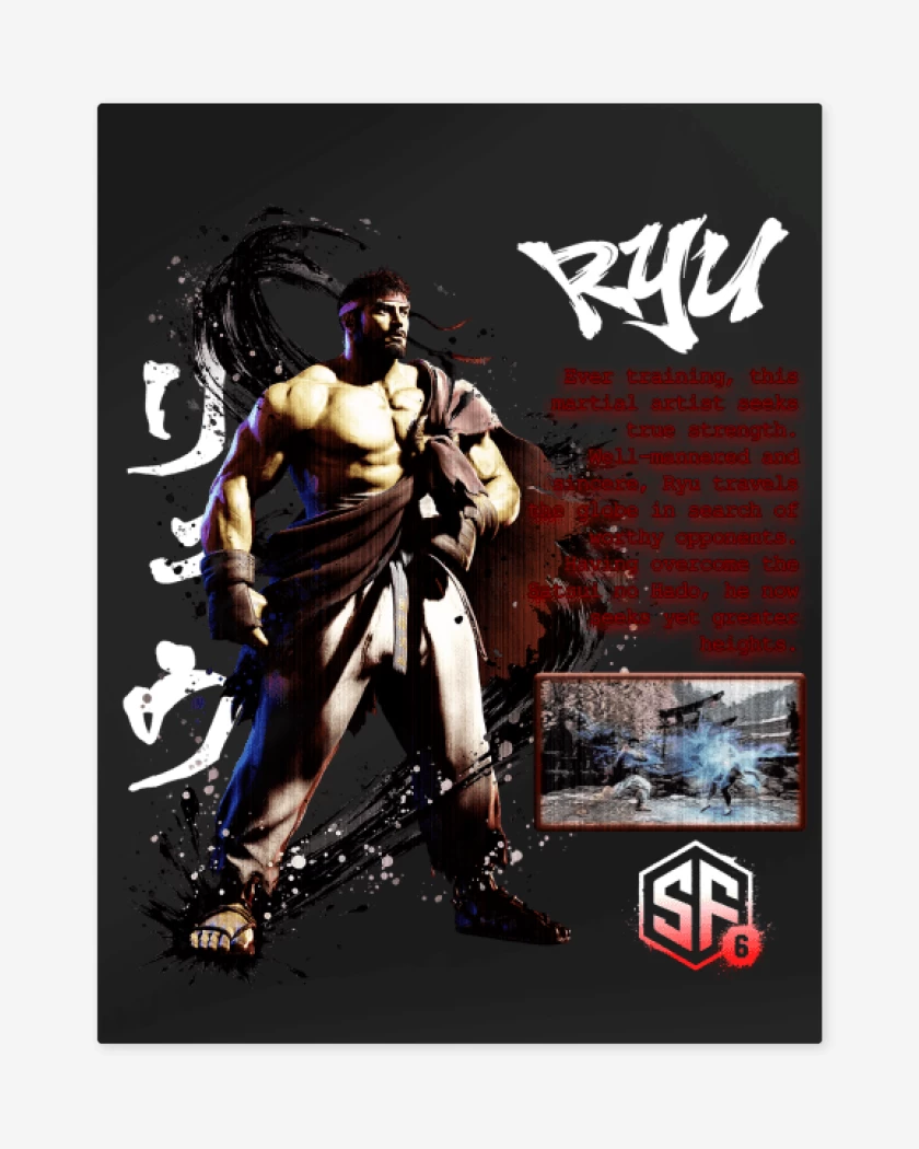 Print metalico Negro de SF6 Ryu