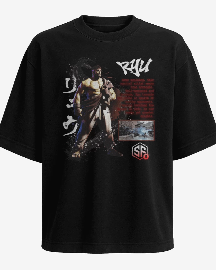 Polera Oversize Negro de SF6 Ryu