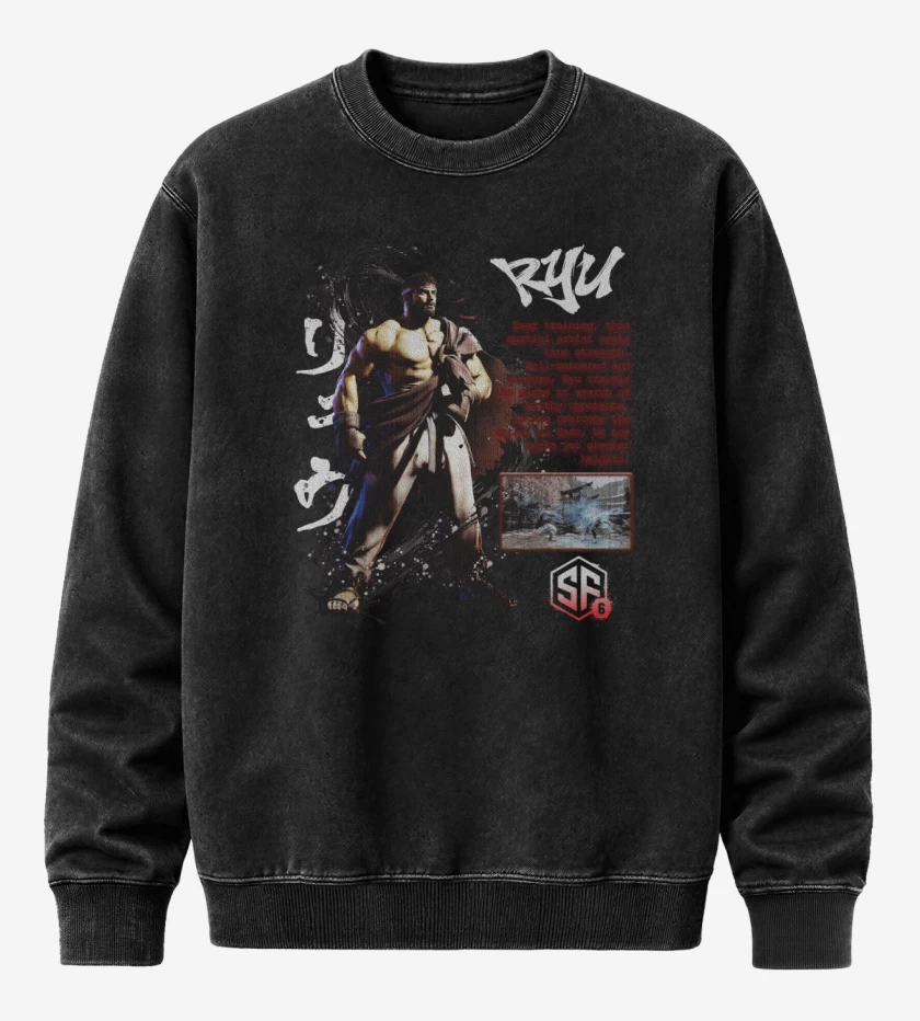 Poleron Polo Acid Wash Negro de SF6 Ryu