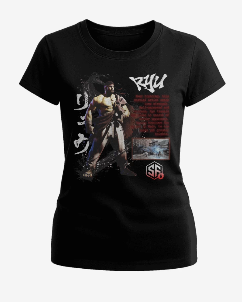 Polera de Mujer Negro de SF6 Ryu