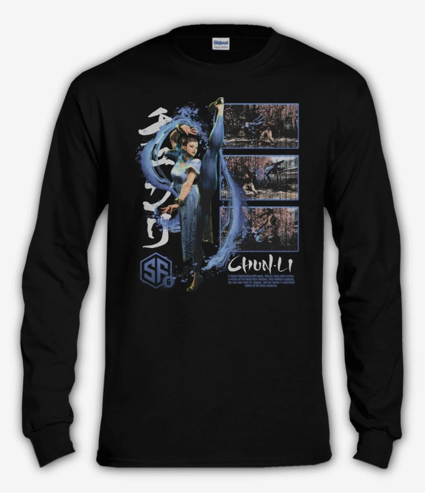 Polera manga larga Negro de SF6 Chun Li
