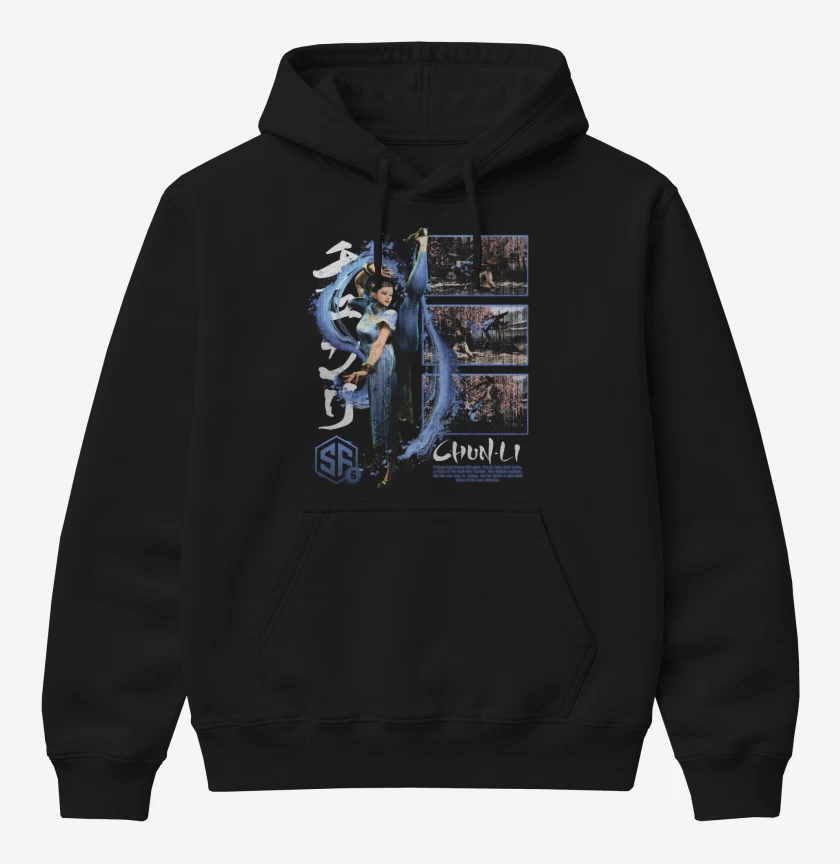 Poleron Canguro básico Negro de SF6 Chun Li