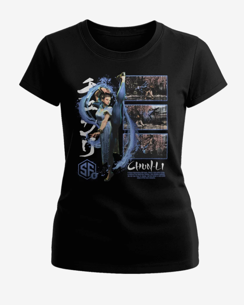 Polera de Mujer Negro de SF6 Chun Li