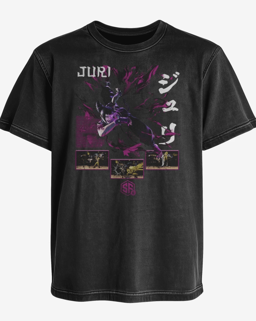 Polera desgastada Negro de SF6 Juri