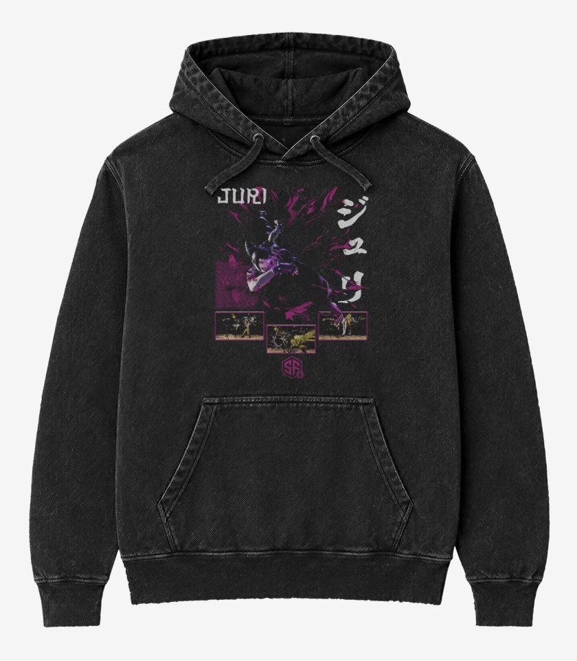 Poleron Canguro Acid Wash Negro de SF6 Juri