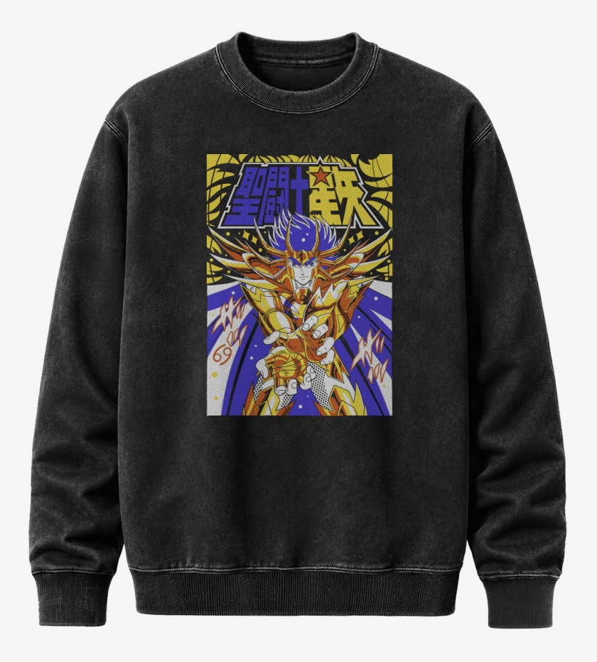 Poleron Polo Acid Wash Negro de Máscara de Muerte de Cáncer N