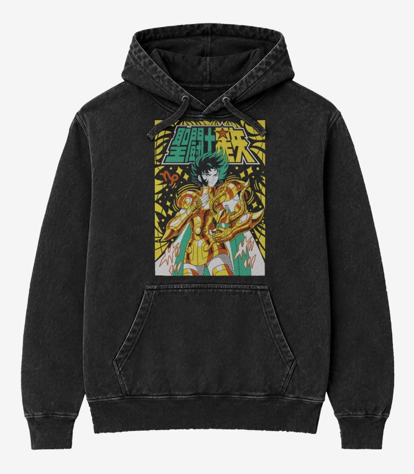 Poleron Canguro Acid Wash Negro de Shura de Capricornio N