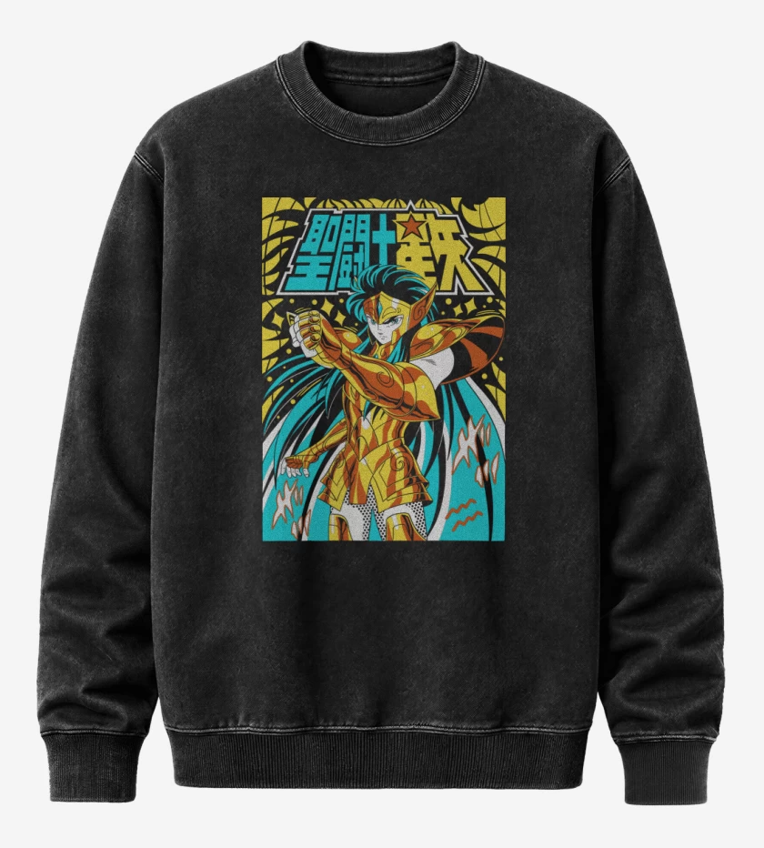 Poleron Polo Acid Wash Negro de Camus de Acuario N