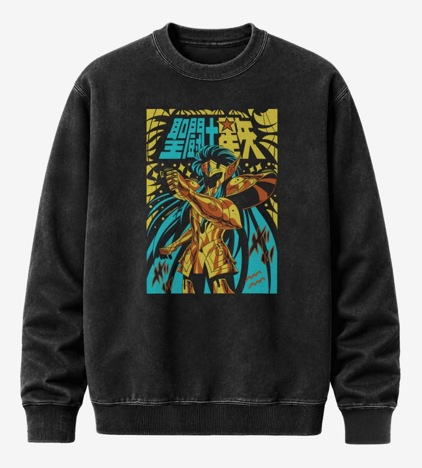 Poleron Polo Acid Wash Negro de Camus de Acuario