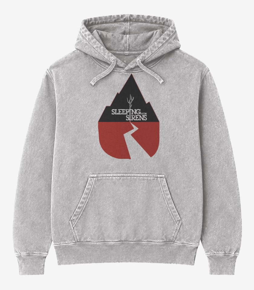 Poleron Canguro Acid Wash Gris Melange de Sleeping with sirens