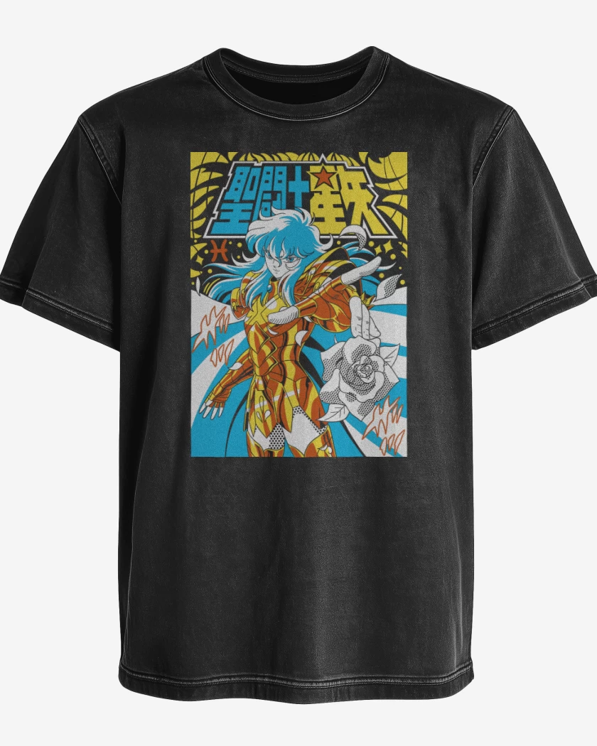 Polera desgastada Negro de Afrodita de Piscis N
