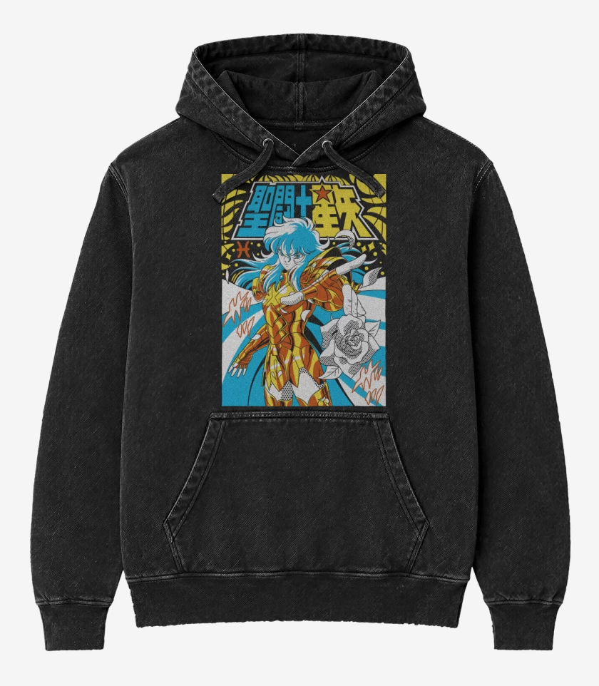 Poleron Canguro Acid Wash Negro de Afrodita de Piscis N