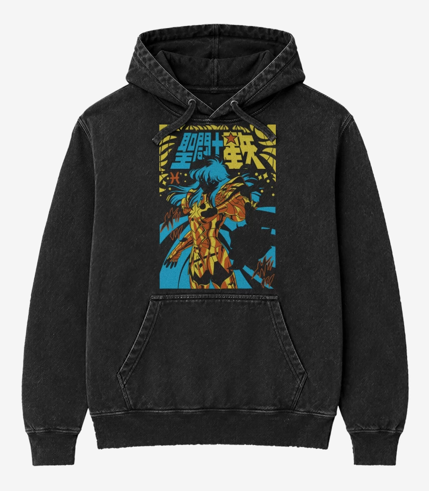 Poleron Canguro Acid Wash Negro de Afrodita de Piscis B