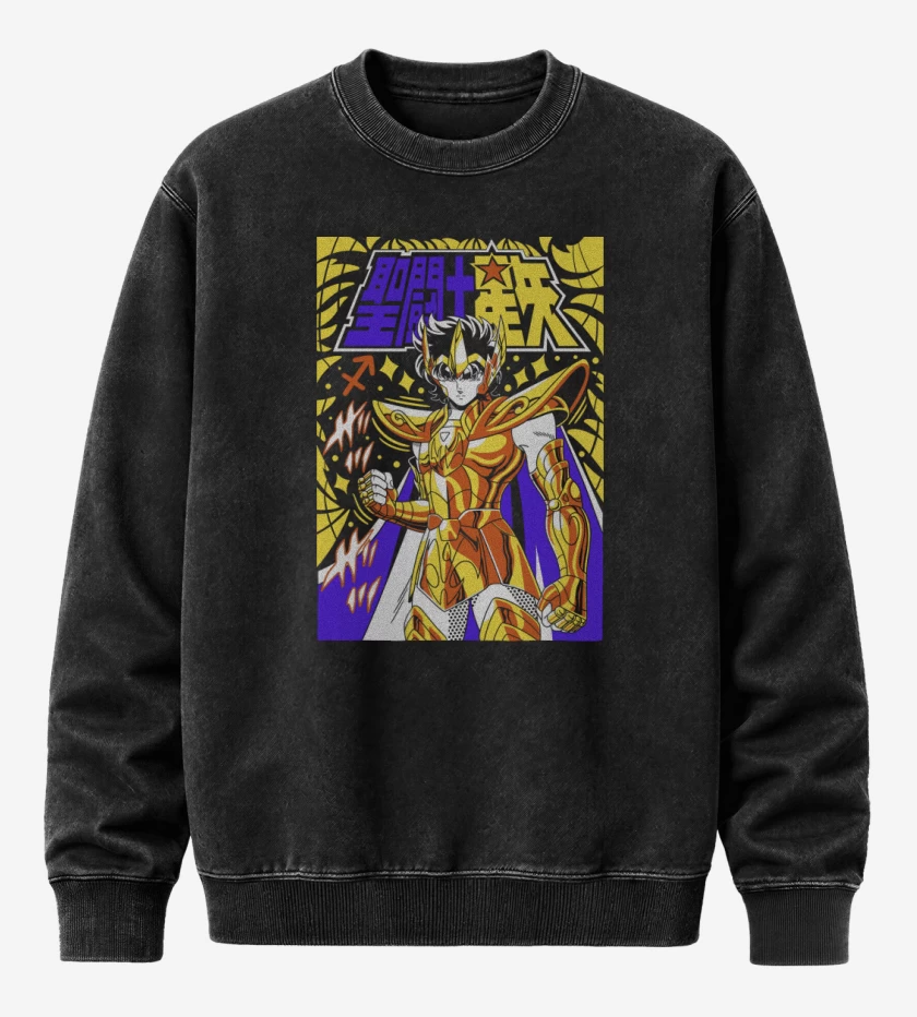Poleron Polo Acid Wash Negro de Aioria de Leo N