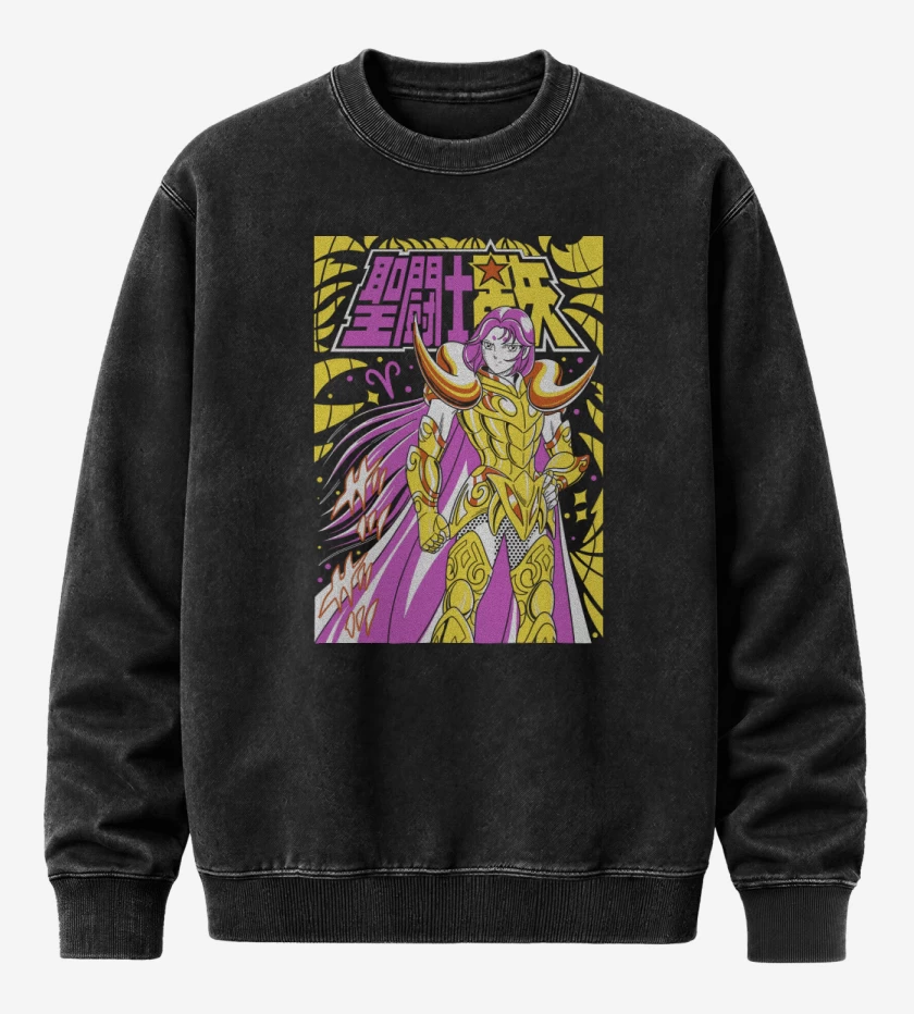 Poleron Polo Acid Wash Negro de Mu de Aries N