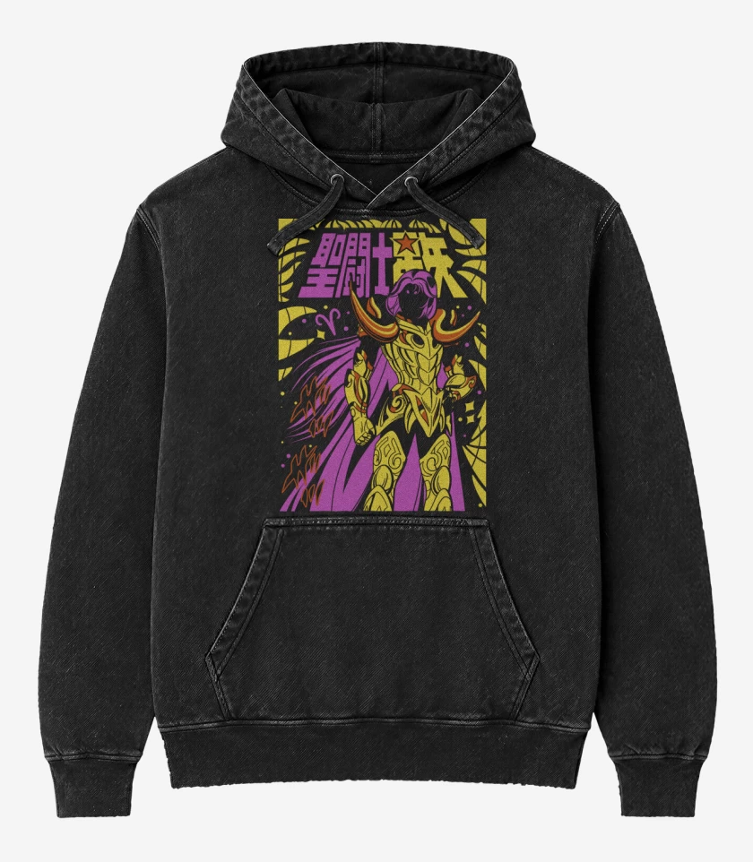 Poleron Canguro Acid Wash Negro de Mu de Aries B