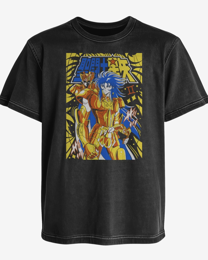 Polera desgastada Negro de Saga de Géminis N