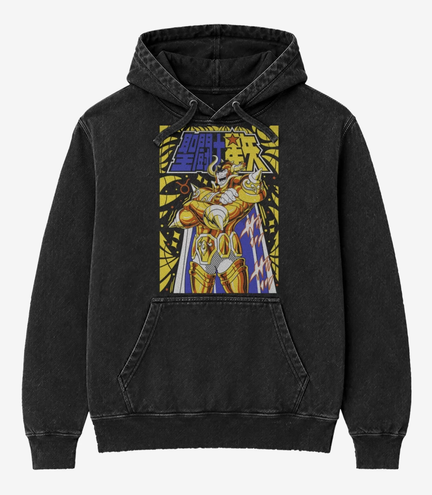 Poleron Canguro Acid Wash Negro de Aldebarán de Tauro N