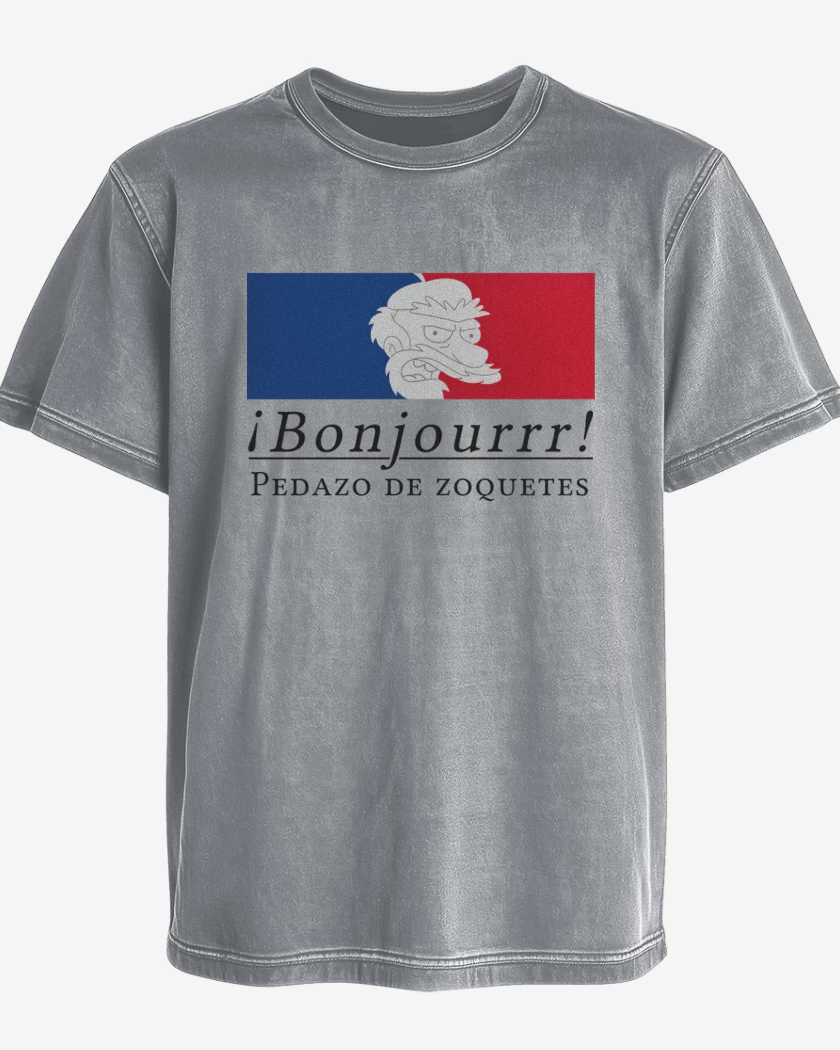 Polera desgastada Gris Melange de Pedazo de Zoquetes