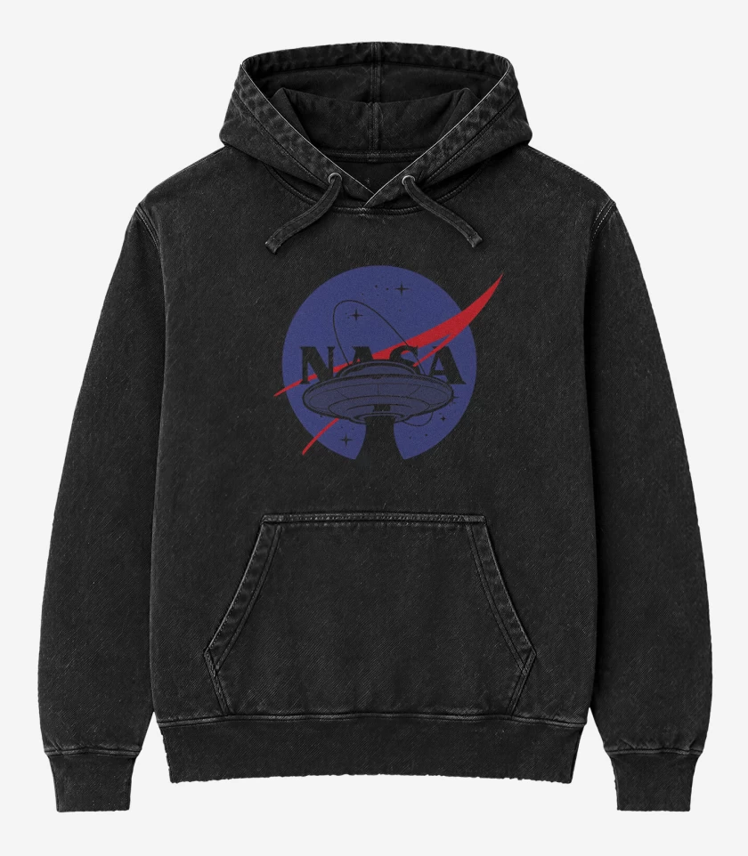 Poleron Canguro Acid Wash Negro de Platillo de la Nasa