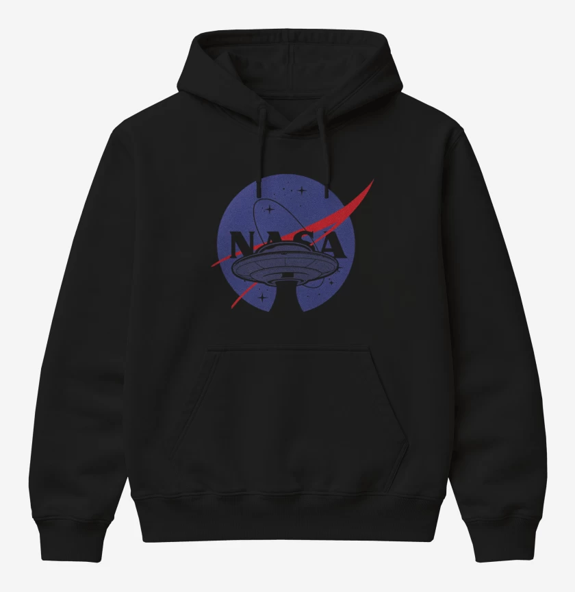 Poleron Canguro básico Negro de Platillo de la Nasa