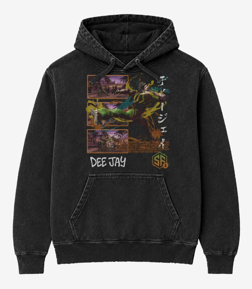 Poleron Canguro Acid Wash Negro de SF6 Dee Jay 
