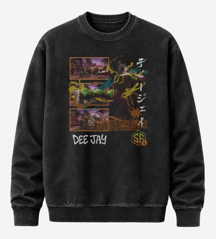 Poleron Polo Acid Wash Negro de SF6 Dee Jay 
