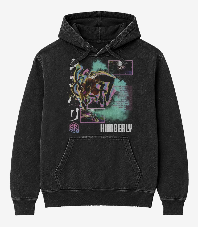 Poleron Canguro Acid Wash Negro de SF6 Kimberly